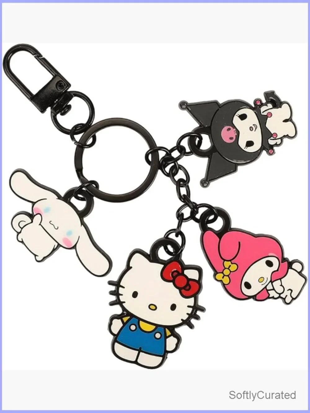 Sanrio Enamel Fill Multi Charm Keychain Hello Kitty My Melody Kuromi